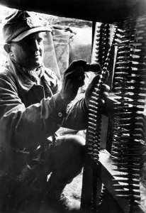 Cleans: German soldier in a shelter on the Eastern Front, 1944