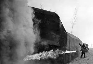 Throwers: German soldier using a flame thrower