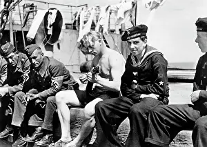 Escort: German soldiers on board a ship, 1942