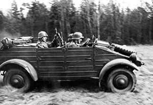 Volkswagen: German soldiers in a bucket car