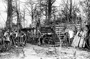 Armand: German soldiers builing huts, 1917