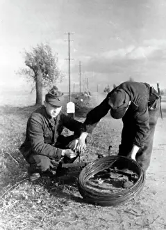 Wires: German soldiers collect copper wire on the Eastern Front
