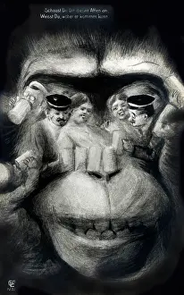 Ambiguous: German Soldiers and Face of a Monkey - Optical Illusion