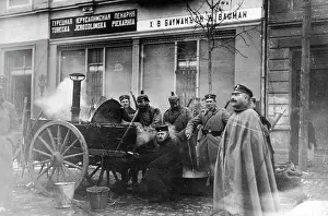 Meals: German soldiers at a field kitchen on the Eastern Front, 191