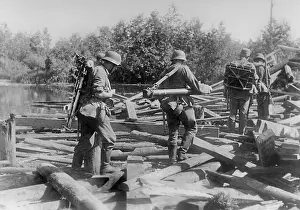 Launchers: German soldiers with grenade launchers in WWII on the Easter