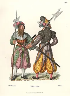 Halberd: German soldiers with halberds wearing harem