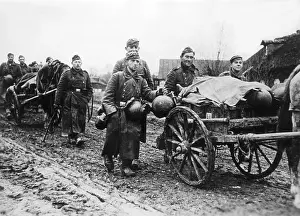 Billets: German soldiers march to their resting billets in the mid se