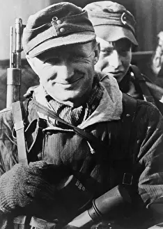 Middle Aged: Two German soldiers, one middle aged, on the Oder