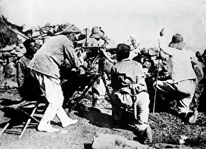 Emplacement: German soldiers in the Mora emplacement in the First World W
