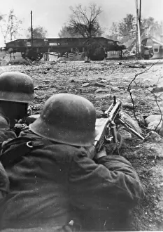 Goldap: German soldiers in position on the Eastern Front, 1944