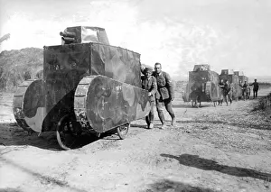 Dummies: German soldiers move replicas of tanks