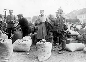 Confiscate: German soldiers with requisition drafts in Brussels, 1914