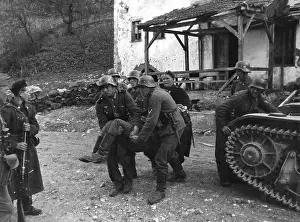 Rescues: German soldiers rescues a wounded man on the Eastern Front