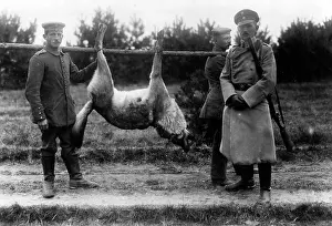 Wolves: German soldiers with a slain wolf, 1917