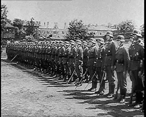 Addressed: German Soldiers Standing To Attention In Lines