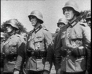 Addressed: German Soldiers Standing To Attention In Lines