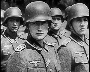 Addressed: German Soldiers Standing To Attention In Lines