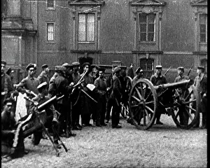 Placement: German Soldiers Standing By A Machine Gun Placement