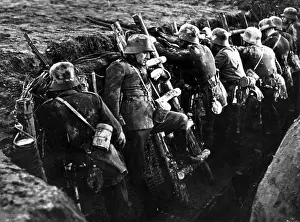 Precise: German soldiers wait in a trench for the order to attack, 19