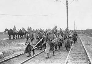 Rolled: German soldiers on the way to the front, 1915