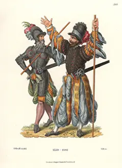 Slashed: German soldiers wearing harem pants, late 16th century