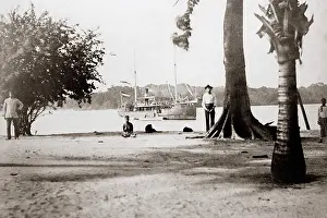 Cameroon: German steamer in Cameroon, 1884