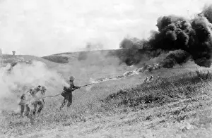 Thrower: German storm troop with flame-thrower on the Western Front