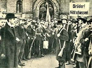 Protesters: German street protesters gather during the Spartacist