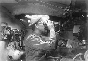 Binocular: German StuG commander in his tank, 1944