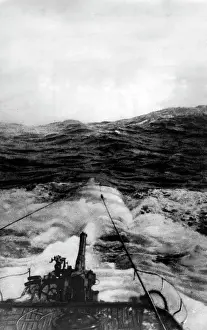 Foam: German submarine in rough seas in World War I