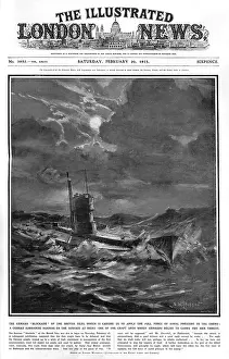Uboat: German submarine on the surface at night, 1915