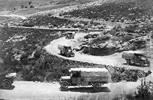 Serpentine: German supply column on road in Turus, WW1