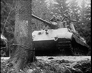 German Tank Advancing Through Ardennes