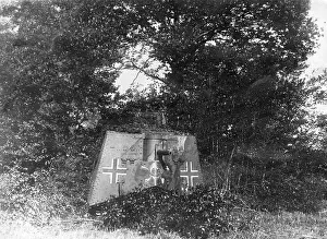 Deaths: German tank camouflaged between trees, WW1
