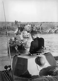 Shallows: German tank column crosses a river on the Eastern front, 194