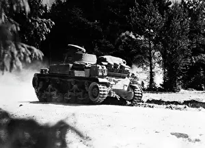 Canister: German tank goes through the woods on the Eastern Front