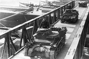Staging: German tanks cross the Danube, 1941