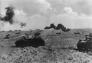 Lcgr1406: German tanks crossing flat fields in Ukraine in