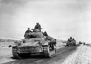 Balbo: German tanks on the march in Libya, 1942