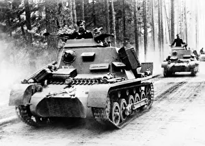 Staging: German tanks on way to the staging areas - Eastern Front