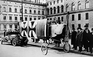 Taube: A German Taube aeroplane being transported by