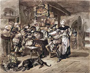 Bierkeller: German tavern scene with soldiers