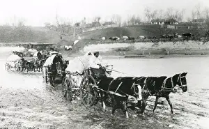 Fording: German transport crossing river, Romanian Front, WW1