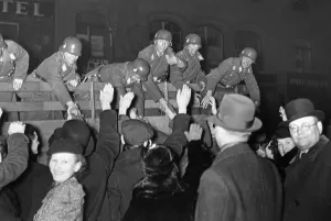 Jubilation: German troops arrive in Austria, 1938