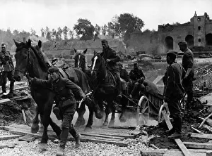 Blown Up: German troops cross demolished bridge on the Eastern Front