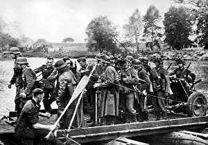 Makeshift: German troops cross a river on the Eastern Front, 1941