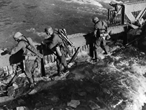Washed: German troops crossing a river, 1940