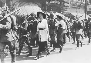 Departing: German troops departing for the front, 1914