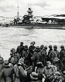 Disembark: German troops land at Trondheim, Norway, WW2