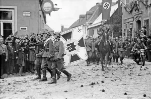 Cheering: German troops occupied the Sudetenland, 1938